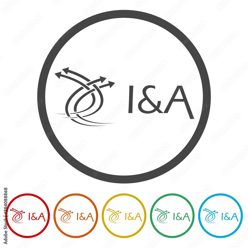 Initial letter IA logo ring icon, color set Initial letter IA logo ring icon, color set