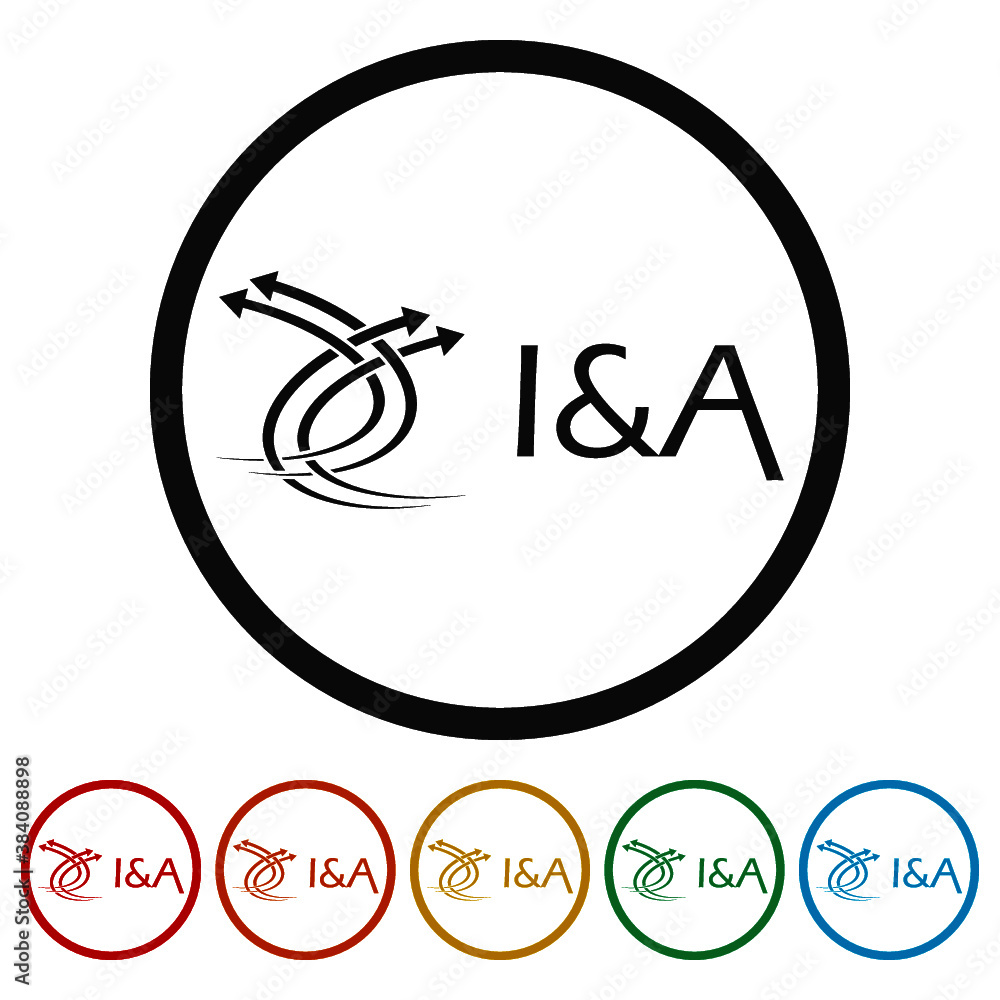 Initial letter IA logo ring icon, color set Initial letter IA logo ring icon, color set