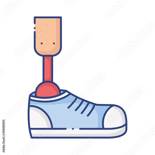 prosthesis of leg with shoe flat style icon