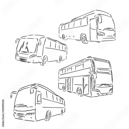 on the image the abstract silhouette of the bus is presented, bus, vector sketch illustration
