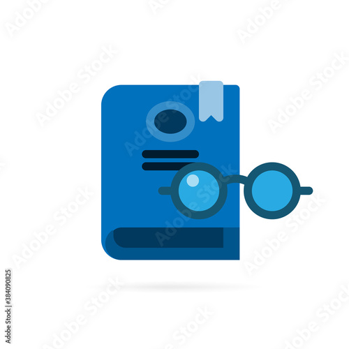 Read icon pictogram. Book and glasses symbol on white background. Vector.