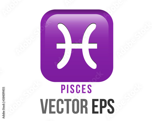 Vector purple Pisces astrological sign emoji icon in the Zodiac; represents fish