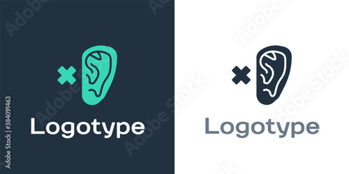 Logotype Deafness icon isolated on white background. Deaf symbol. Hearing impairment. Logo design template element. Vector.