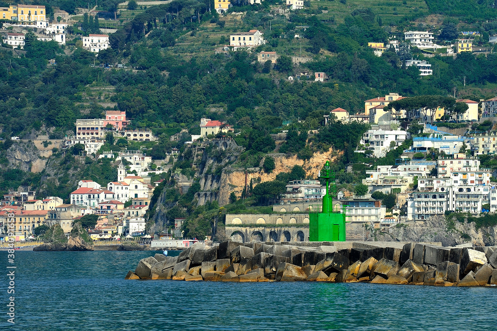 seamark on entrance to the port of Salerno, Campania, Italy