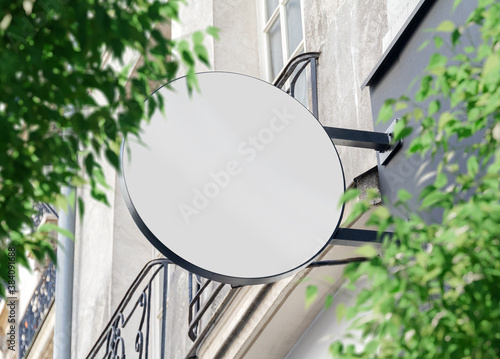 Fotografie Circular store brand sign board mockup