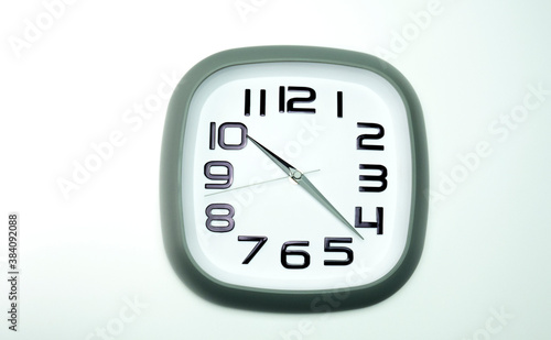 clock time 10.23 am. on white background, Copy space for your text, Time concept.