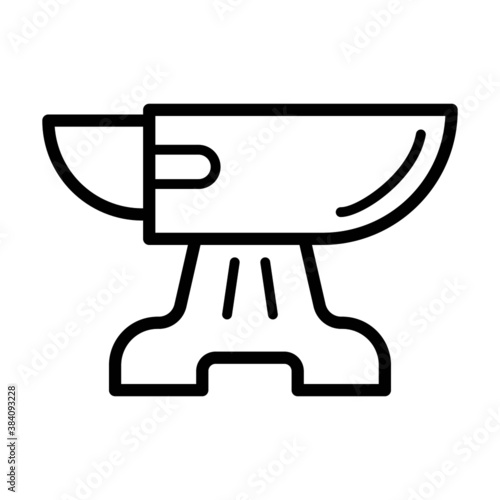 Vector flat style illustration of anvil metal line icon isolated on white background