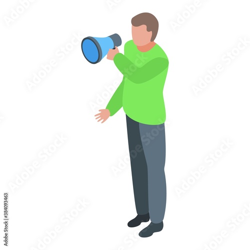 Megaphone agitation icon. Isometric of megaphone agitation vector icon for web design isolated on white background