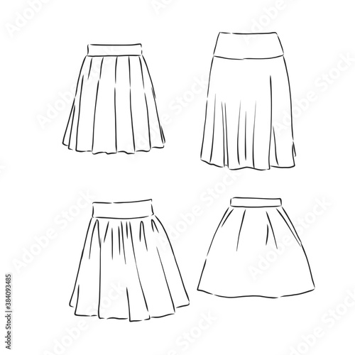 Skirt hand drawn vector illustration black on white line, skirt, vector sketch illustration