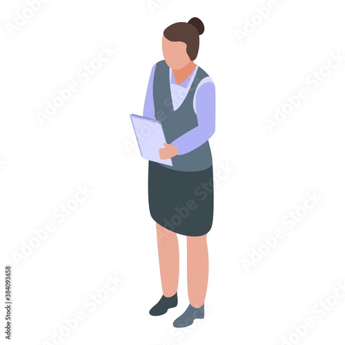 Woman manager agitation icon. Isometric of woman manager agitation vector icon for web design isolated on white background