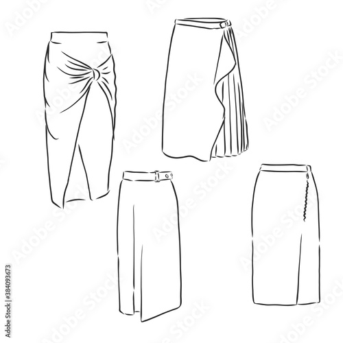 Skirt hand drawn vector illustration black on white line, skirt, vector sketch illustration