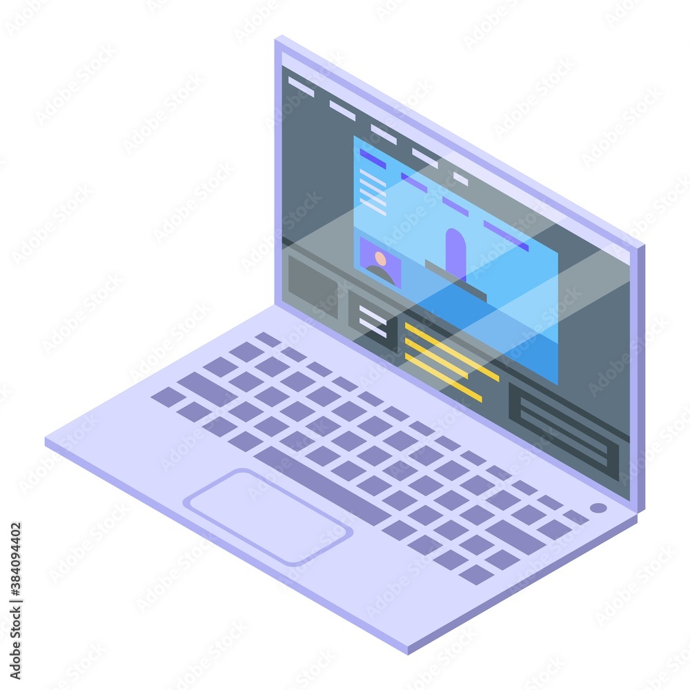 Stream live laptop icon. Isometric of stream live laptop vector icon for web design isolated on white background Stream live laptop icon. Isometric of stream live laptop vector icon for web design isolated on white background