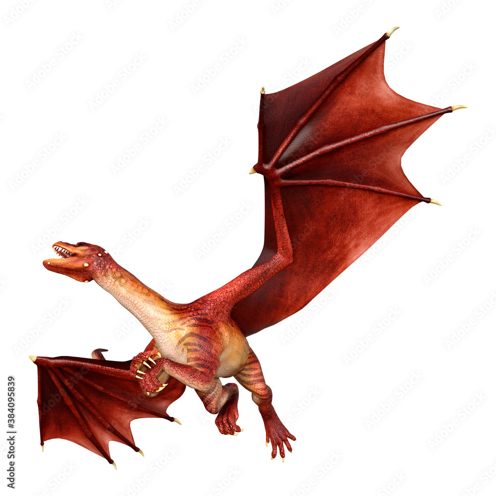 3D Rendering Fairy Tale Dragon on White 3D Rendering Fairy Tale Dragon on White