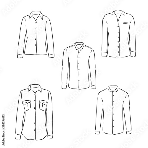 woman's shirt sketch, women's blouse, vector sketch illustration