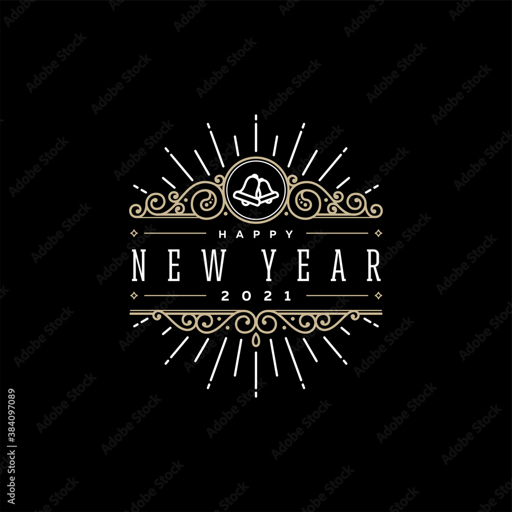 Happy New Year sign black Vector illustration Happy New Year sign black Vector illustration
