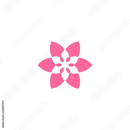 a hexagonal flower logo in a hexagonal flower