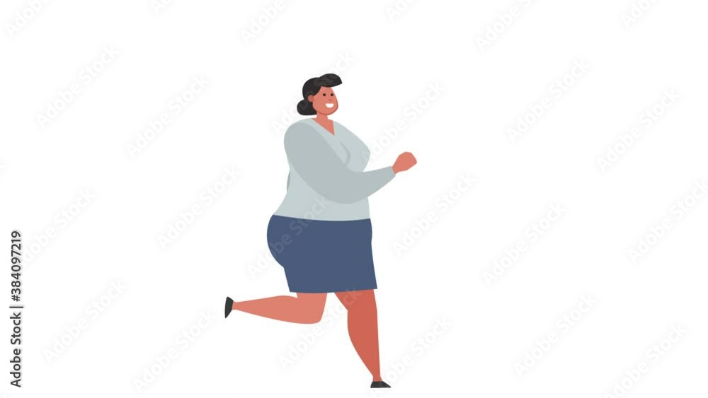 Isolated Cartoon Flat Fat Woman Character Running Cycle Loop Animation with Luma Matte for Alpha Isolated Cartoon Flat Fat Woman Character Running Cycle Loop Animation with Luma Matte for Alpha