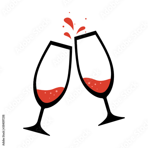 Cheers wine glasses isolate on white background.