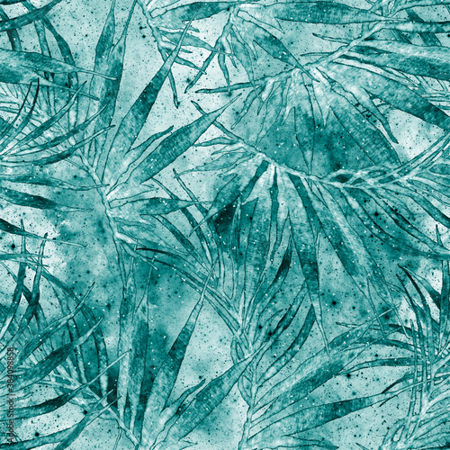 Exotic seamless pattern. Turquoise cosmic  photo