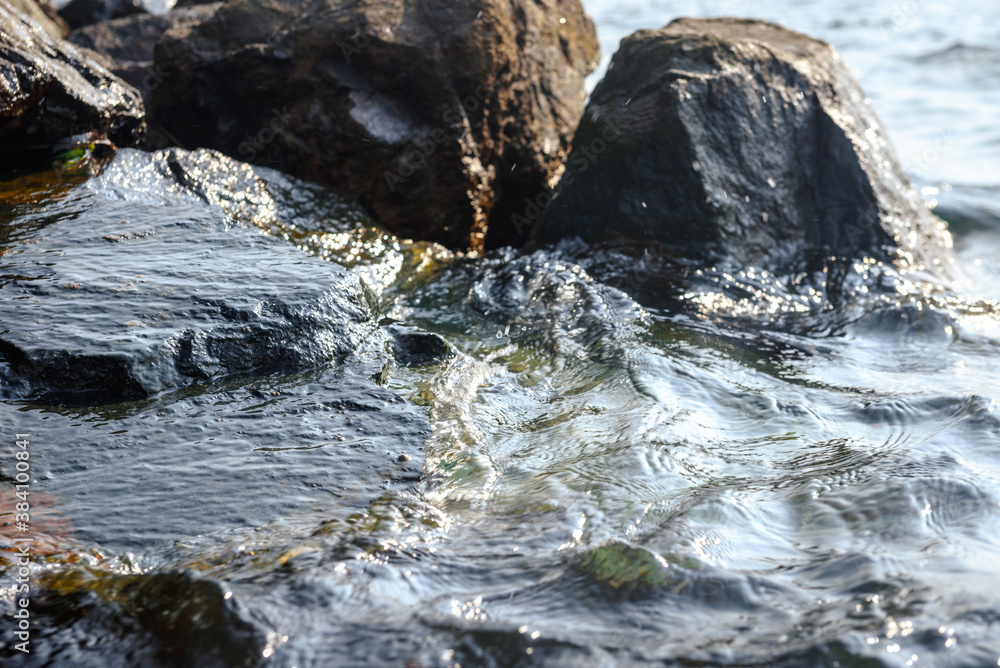 Wave on the stone beach background. Wave on the stone beach background.