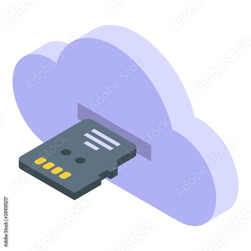 Memory card cloud icon. Isometric of memory card cloud vector icon for web design isolated on white background