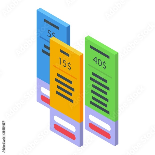 Prices of subscription icon. Isometric of prices of subscription vector icon for web design isolated on white background