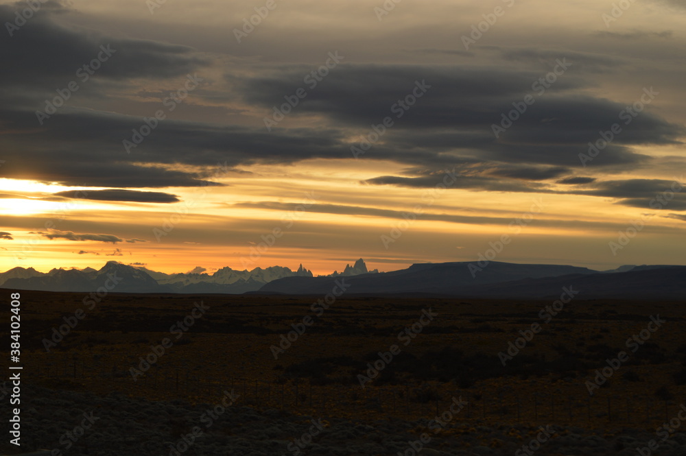 Sunset over El Chaltén in Patagonia, Argentina