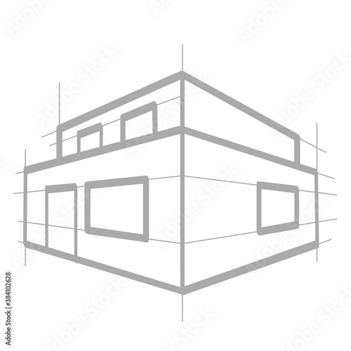 Handgezeichnete Architekturskizze in grau