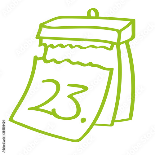 Handgezeichneter Kalender - Tag 23 in hellgrün