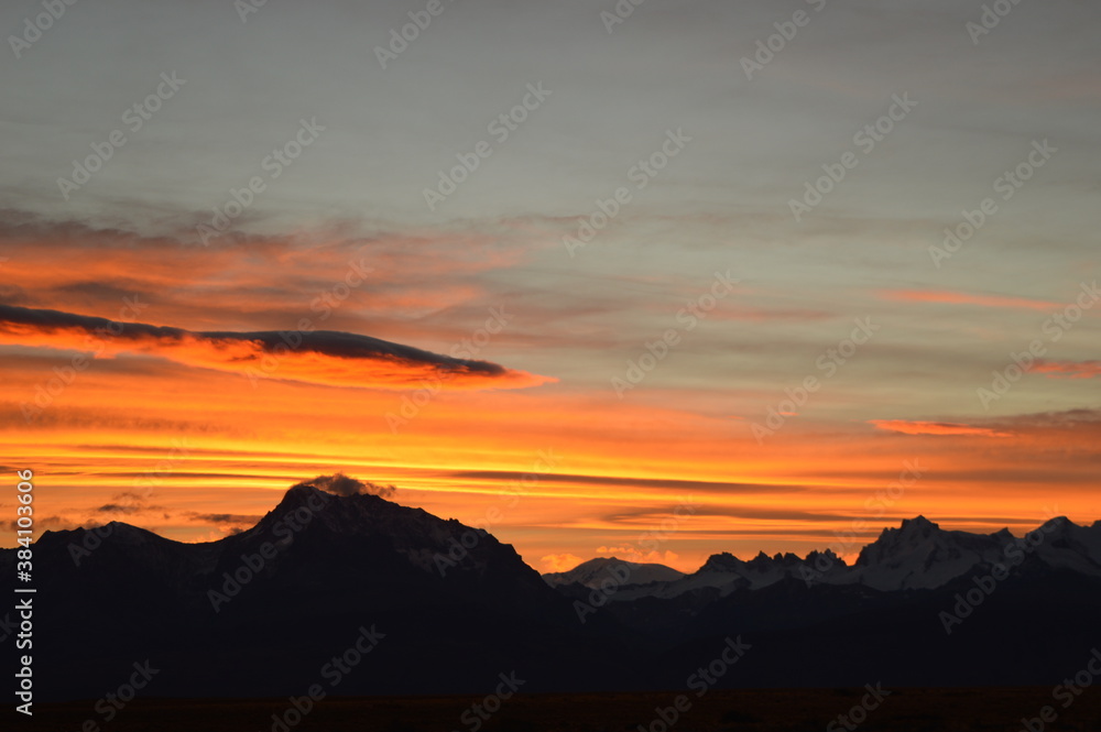 Sunset over El Chalten and hiking at Fitz Roy in Patagonia, Argentina