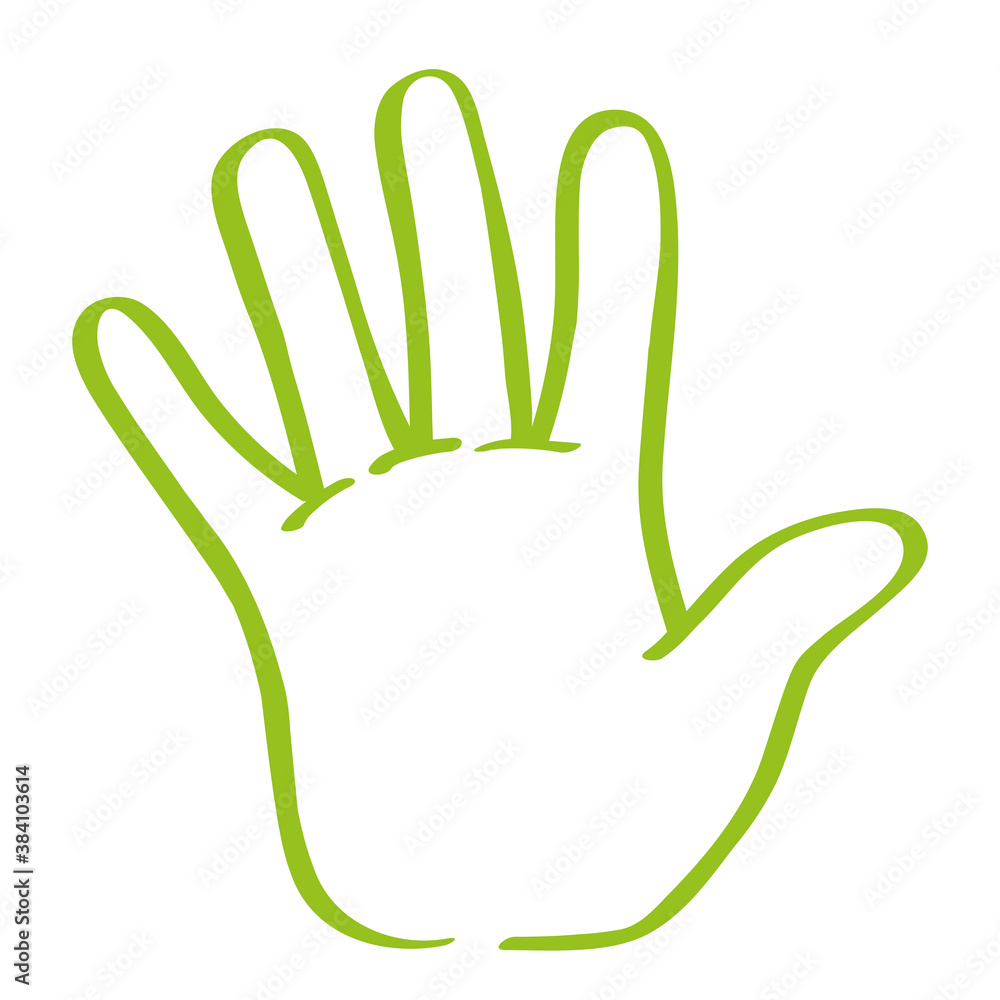 Fototapeta premium Handgezeichnete Hand in hellgrün