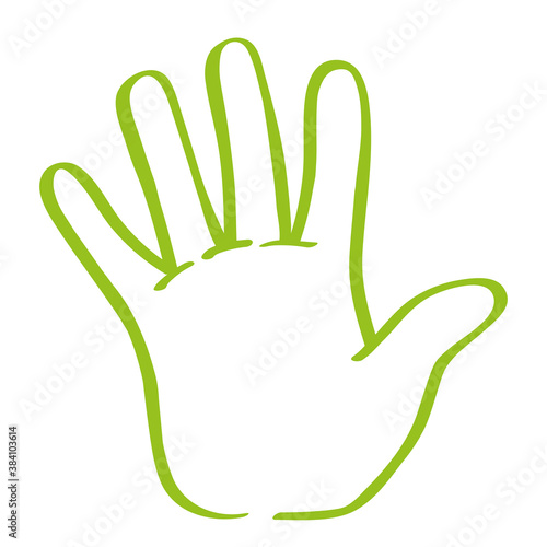 Handgezeichnete Hand in hellgrün