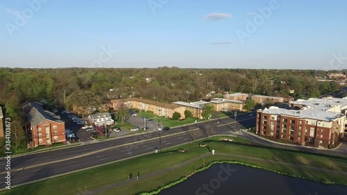 Montgomery County Maryland Beautiful Suburb Aerial in Spring - Pull Back Shot