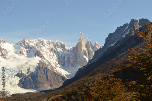 Sunset over El Chalten and hiking at Fitz Roy in Patagonia, Argentina