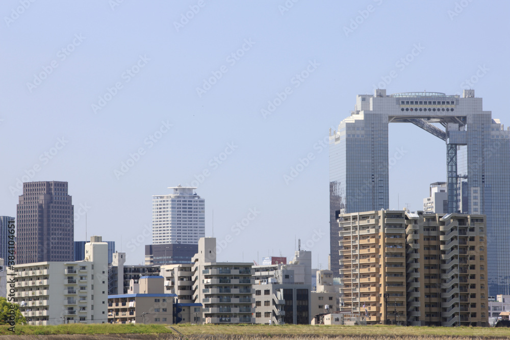 Fototapeta premium 淀川河川敷からみる大阪