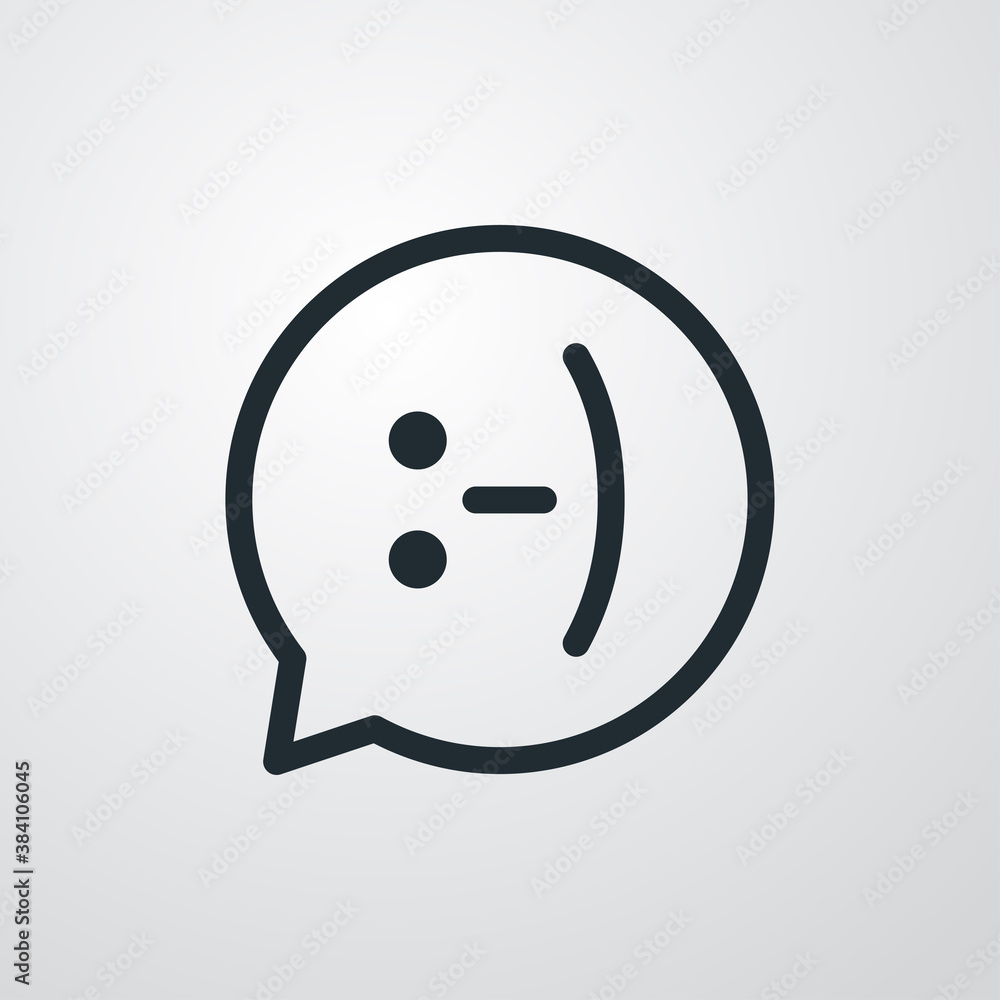 Alegría. Logotipo lineal círculo burbuja de habla con tipografía como cara con sonrisa en fondo gris Alegría. Logotipo lineal círculo burbuja de habla con tipografía como cara con sonrisa en fondo gris