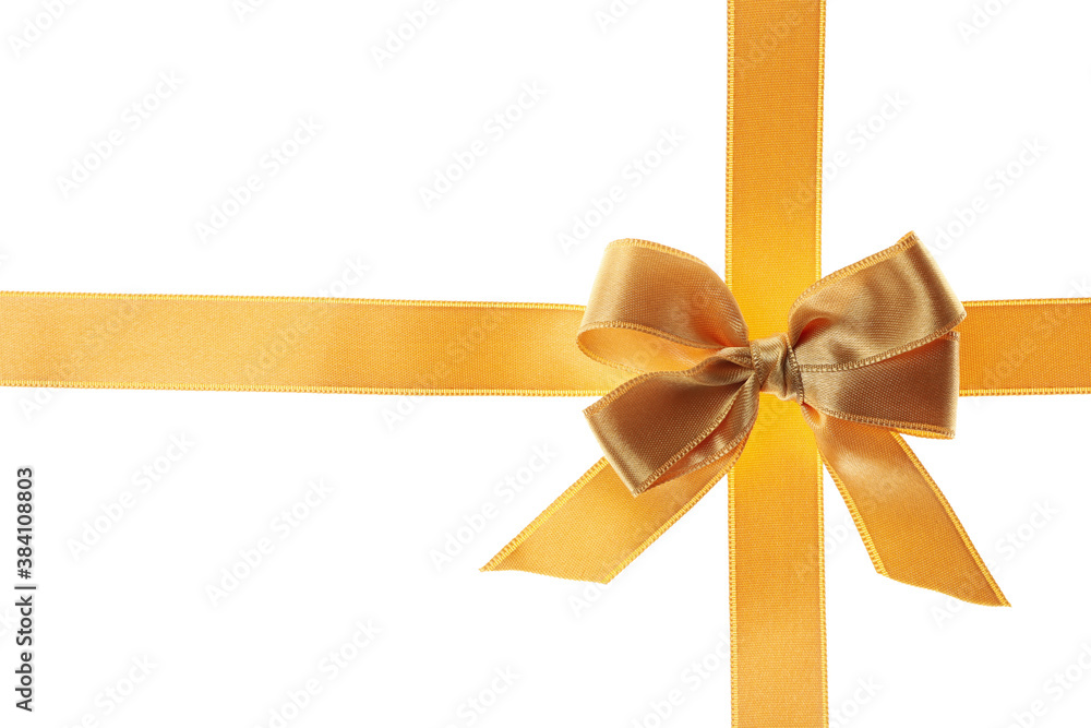Gold gift bow isolated on white background Gold gift bow isolated on white background