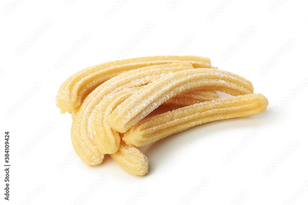 Tasty sweet churros isolated on white background Tasty sweet churros isolated on white background