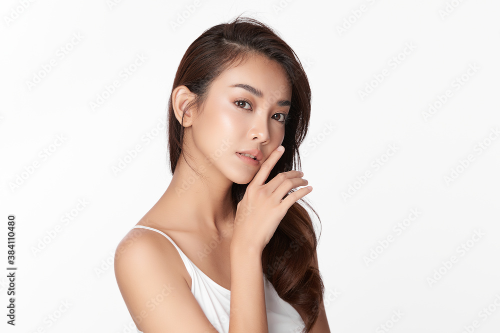 Beautiful young asian woman with clean fresh skin on white background, Face care, Facial treatment, Cosmetology, beauty and spa, Asian women portrait Beautiful young asian woman with clean fresh skin on white background, Face care, Facial treatment, Cosmetology, beauty and spa, Asian women portrait