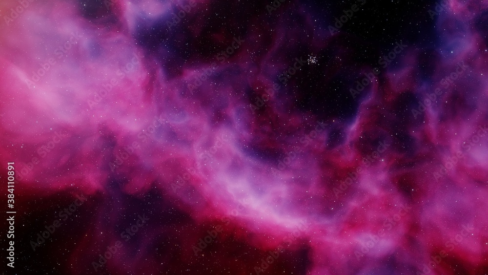 Fototapeta premium Nebula and galaxies in space. Abstract cosmos background. 3D render
