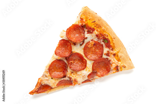 slice of pizza isolated on white background