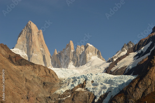 Hiking around the turquoise glacial lakes around El Chaltén, Laguna de Los Tres and Fitz Roy mountains in Patagonia, Argentina