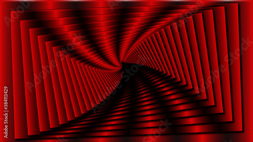 Red Geometric Tunnel Illusion