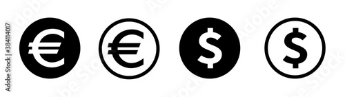 Money Euro / Dollar icons pack. Internet flat icon symbol for applications.