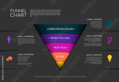 Vector Infographic funnel level layers template