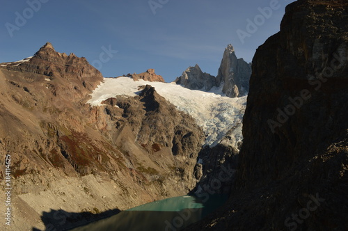 Hiking around the turquoise glacial lakes around El Chaltén, Laguna de Los Tres and Fitz Roy mountains in Patagonia, Argentina