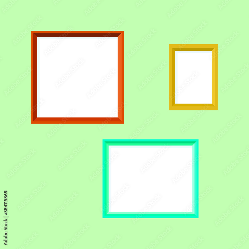 Colorful three picture frame icons with inner shadow Colorful three picture frame icons with inner shadow