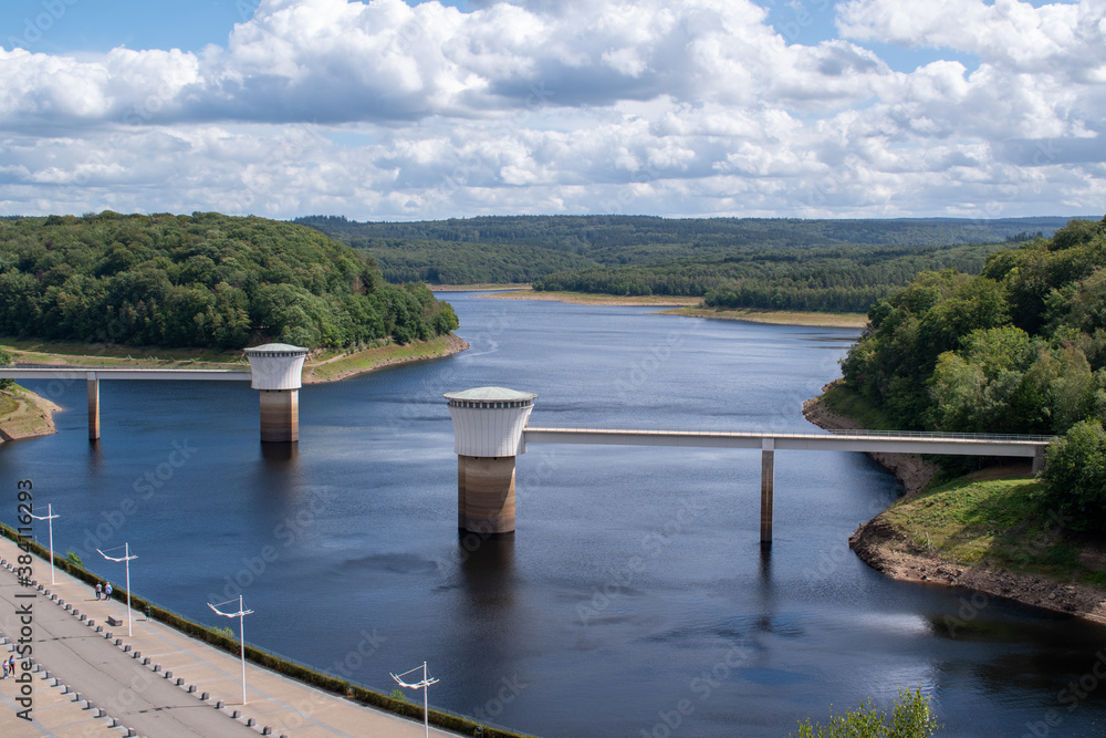 Fototapeta premium Lake Gileppe, reservoir for the hydroelectric dam of Gileppe.