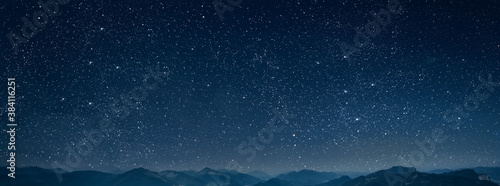 Tableau sur toile mountain. backgrounds night sky with stars and moon and clouds
