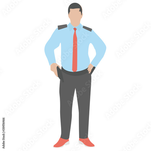 
A security officer standing to protect against terror 
